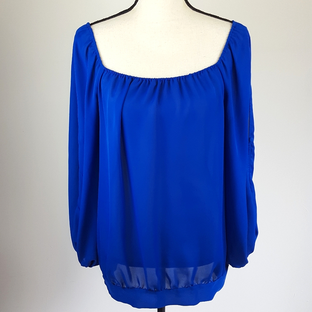 Vince Camuto royal blue slit sleeve blouse size small